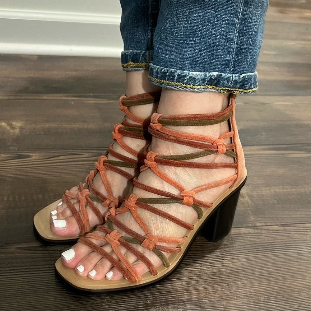Rag & Bone Camille Multicolor Leather Suede Strappy Heels – Size 6.5